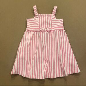 Girl’s Janie and Jack Pink & White Stripe Bow Detail Knit Dress Size 2T